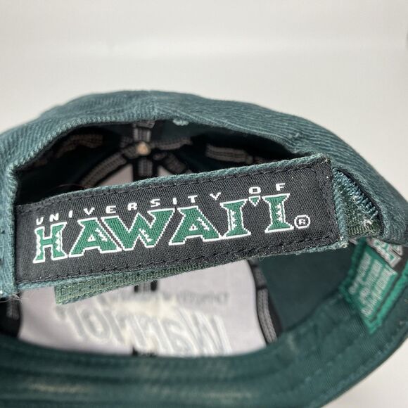 University of Hawaii Warrior Baseball Hat Cap Green Silver Strapback Embroidered - Picture 14 of 14